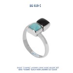 bague argent larimar corne noire toi et moi blue stone