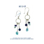 boucles d'oreilles argent larimar lapis-lazuli grenat cristal de roche corail bambou 925 silver earring larimar lapis-lazuli garnet rock crystal