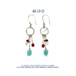 boucles d'oreilles argent larimar lapis-lazuli grenat cristal de roche corail bambou 925 silver earring larimar lapis-lazuli garnet rock crystal