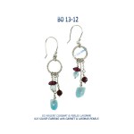 boucles d'oreilles argent larimar lapis-lazuli grenat cristal de roche corail bambou 925 silver earring larimar lapis-lazuli garnet rock crystal