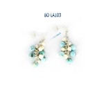 BO Larimar perle de culture corail rouge sur argent 925 - 925 silver cultured pearls red coral Larimar earring