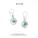 925 silver blue stone earrings - boucles d'oreilles argent perle de verre de boheme bohemia glass larimar