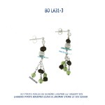 925 silver blue stone earrings - boucles d'oreilles argent perle de verre de boheme bohemia glass larimar