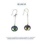 925 silver blue stone earrings - boucles d'oreilles argent perle de verre de boheme bohemia glass larimar