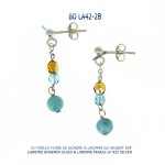 925 silver blue stone earrings - boucles d'oreilles argent perle de verre de boheme bohemia glass larimar