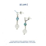 blue stone 925 silver earrings - bo argent 925 - jade larimar rock crystal cristal de roche