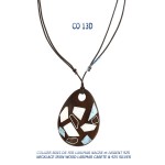 collier bois de fer nacre larimar argent 925 silver necklace iron wood