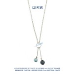 collier perle de tahiti larimar argent rhodie rodhium silver necklace tahiti pearl