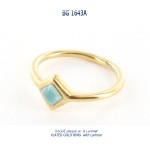 bague plaqué or blue stone plated gold ring