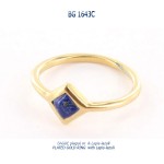 bague plaqué or blue stone plated gold ring