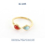 bague plaqué or blue stone plated gold ring