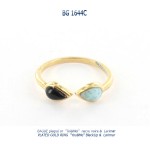 bague plaqué or blue stone plated gold ring