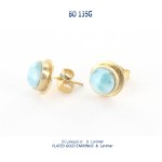 bo earrings plated gold plaqué or blue stone