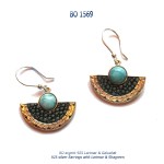 boucles-d'oreilles earrings argent 925 silver larimar galuchat shagreen