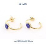 bo earrings plated gold plaqué or blue stone