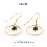 bo earrings plated gold plaqué or blue stone