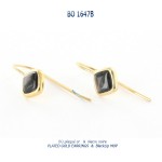 bo earrings plated gold plaqué or blue stone