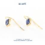 bo earrings plated gold plaqué or blue stone