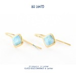 bo earrings plated gold plaqué or blue stone