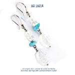 boucle d oreille bo earrings larimar rock crystal cristal de roche lapis-lazuli argent 925 silver blue stone bijou