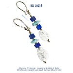 boucle d oreille bo earrings larimar rock crystal cristal de roche lapis-lazuli argent 925 silver blue stone bijou