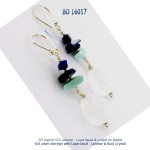 boucle d oreille bo earrings larimar rock crystal cristal de roche lapis-lazuli argent 925 silver blue stone bijou