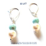 boucles doreille earrings bijou blue stone larimar perle culture