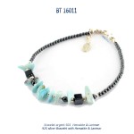 bracelet blue stone larimar hematite