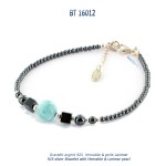 bracelet blue stone larimar hematite