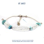 bracelet larimar rock crystal cristal de roche lapis-lazuli argent 925 silver blue stone bijou