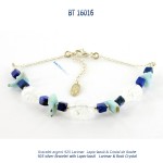 bracelet larimar rock crystal cristal de roche lapis-lazuli argent 925 silver blue stone bijou