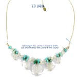 collier necklace larimar rock crystal cristal de roche lapis-lazuli argent 925 silver blue stone bijou