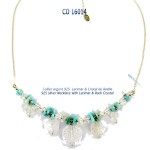 collier necklace larimar rock crystal cristal de roche lapis-lazuli argent 925 silver blue stone bijou