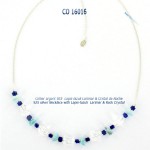 collier necklace larimar rock crystal cristal de roche lapis-lazuli argent 925 silver blue stone bijou